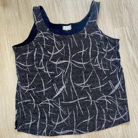 BLACK GLITTERED BLACK WOMEN TANK TOP SIZE XL - Picture 1 of 7